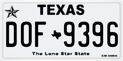 TX license plate DOF9396