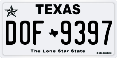 TX license plate DOF9397