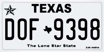 TX license plate DOF9398
