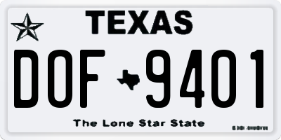 TX license plate DOF9401
