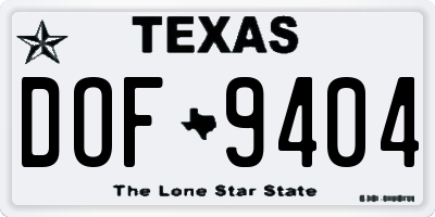 TX license plate DOF9404