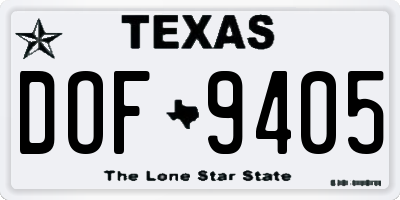 TX license plate DOF9405