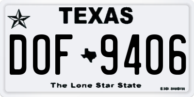 TX license plate DOF9406