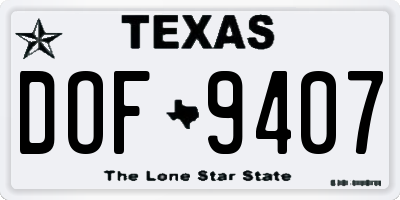 TX license plate DOF9407