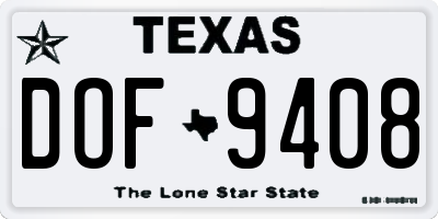 TX license plate DOF9408
