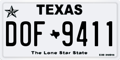 TX license plate DOF9411