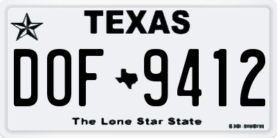 TX license plate DOF9412