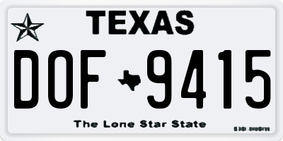 TX license plate DOF9415