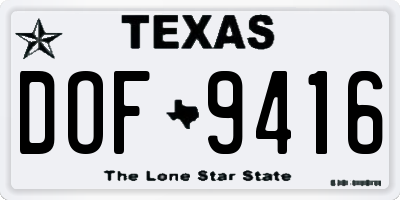 TX license plate DOF9416