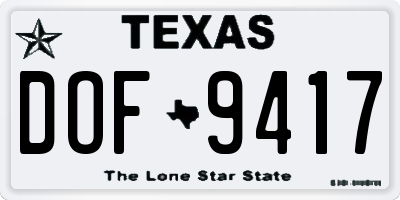 TX license plate DOF9417