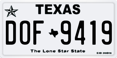 TX license plate DOF9419