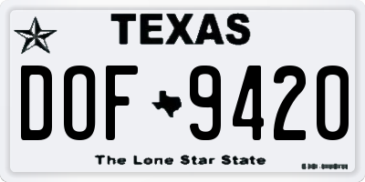 TX license plate DOF9420