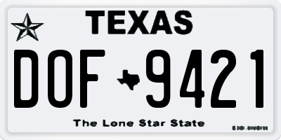 TX license plate DOF9421