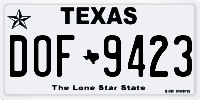 TX license plate DOF9423