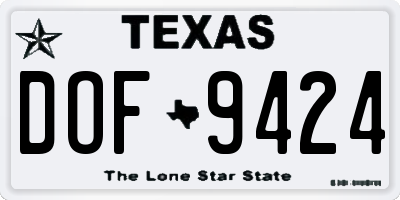 TX license plate DOF9424