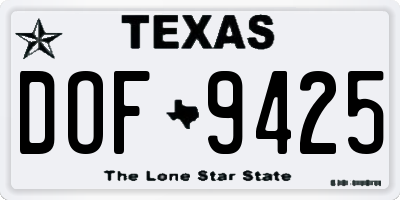 TX license plate DOF9425