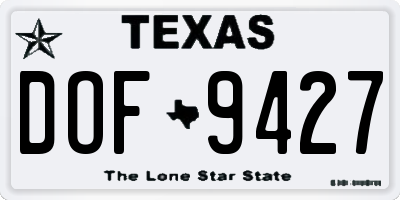TX license plate DOF9427
