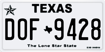 TX license plate DOF9428
