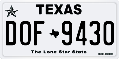 TX license plate DOF9430