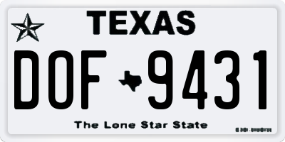 TX license plate DOF9431