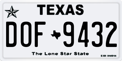 TX license plate DOF9432