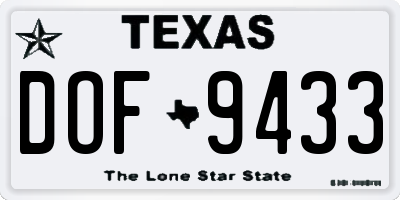 TX license plate DOF9433