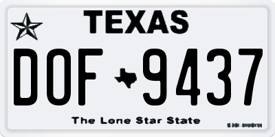 TX license plate DOF9437