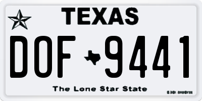TX license plate DOF9441