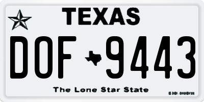 TX license plate DOF9443