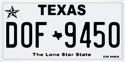TX license plate DOF9450