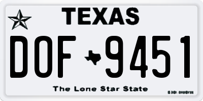 TX license plate DOF9451
