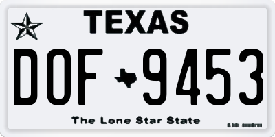 TX license plate DOF9453
