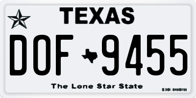 TX license plate DOF9455