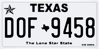 TX license plate DOF9458