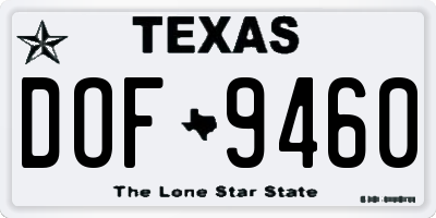TX license plate DOF9460