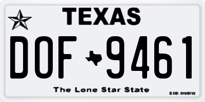 TX license plate DOF9461