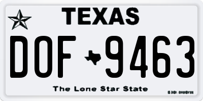 TX license plate DOF9463