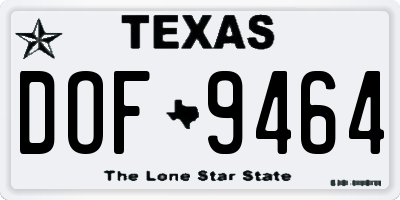 TX license plate DOF9464