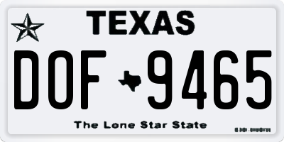 TX license plate DOF9465