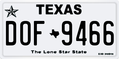 TX license plate DOF9466