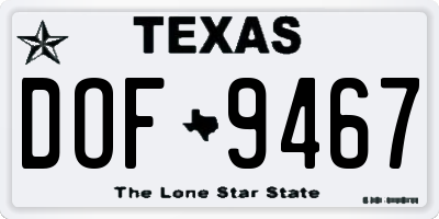 TX license plate DOF9467