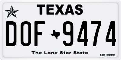 TX license plate DOF9474