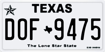 TX license plate DOF9475