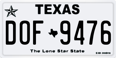 TX license plate DOF9476