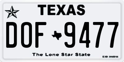 TX license plate DOF9477