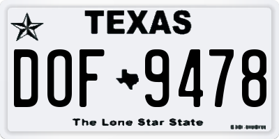 TX license plate DOF9478