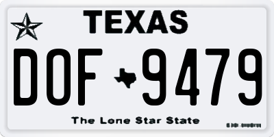 TX license plate DOF9479