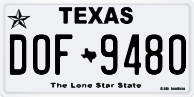 TX license plate DOF9480