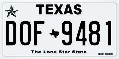 TX license plate DOF9481