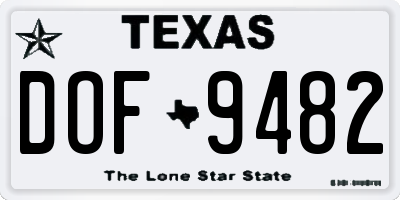 TX license plate DOF9482